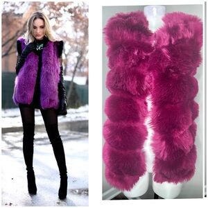 CODIGO BURGUNDY  TONE SUPER SOFT FUR VEST -NEW -S/M